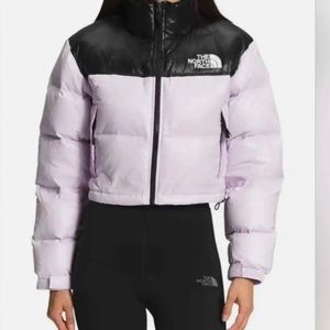 The North Face Nuptse cropped down jacket in lavender size medium